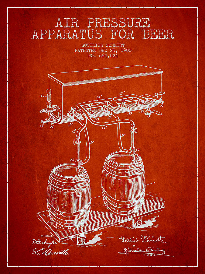 Apparatus For Beer Patent From 1900 - Red Digital Art