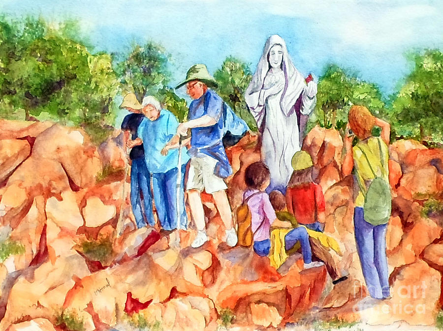 Apparition Hill Medjugorje Painting by Vicki  Housel