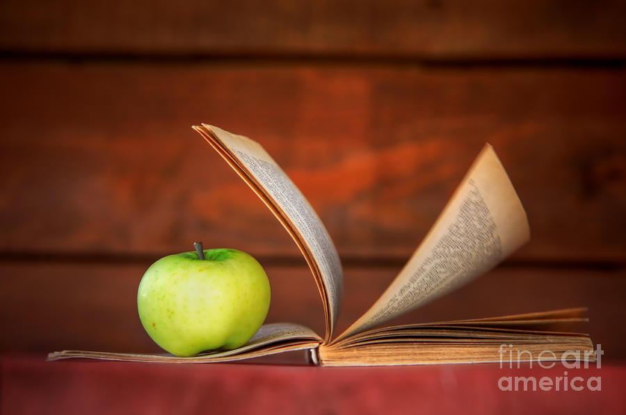 Apple and book Photograph by Michal Bednarek