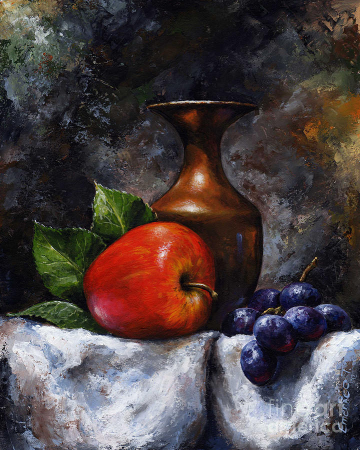 Still Life Painting - Apple and grapes by Emerico Imre Toth