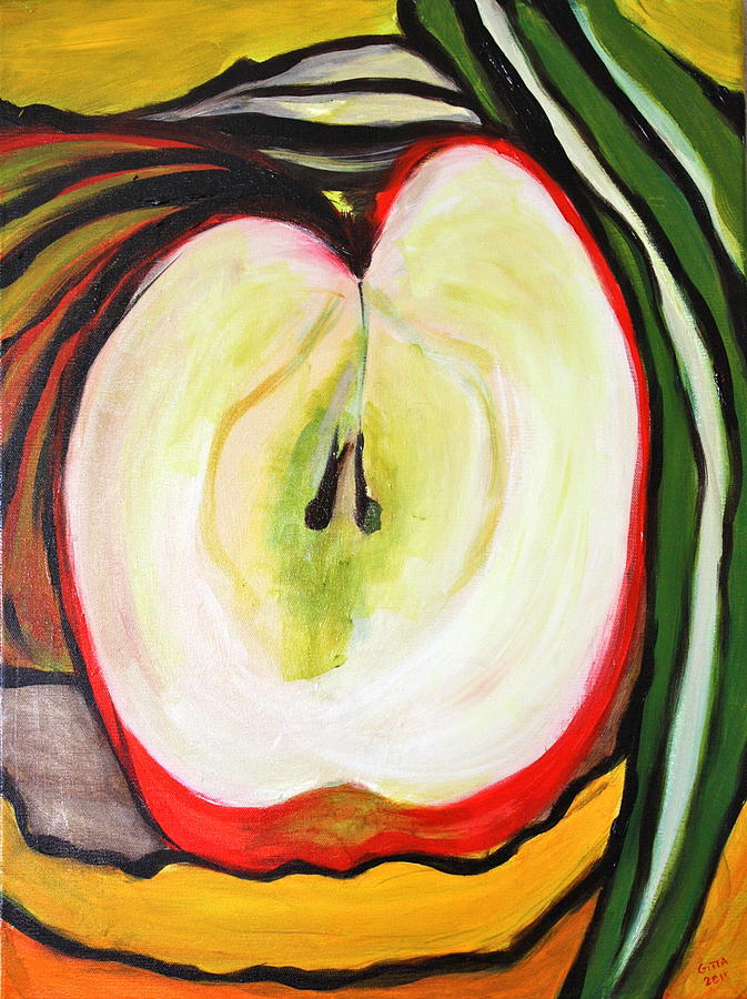 Apple And Okra Painting by Gitta Brewster