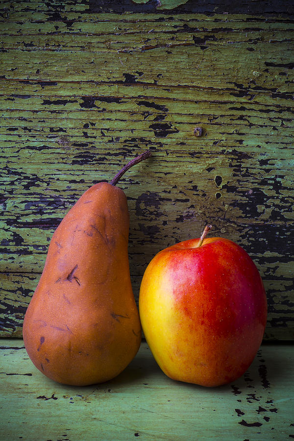 Apple Photograph - Apple and Pear by Garry Gay