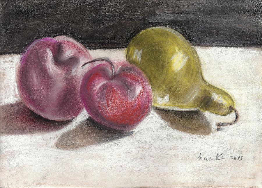 Apple And Pear Painting by Hae Kim