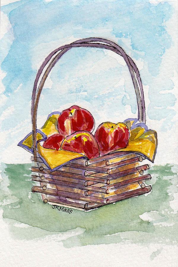Apple Basket Painting by Julie Maas