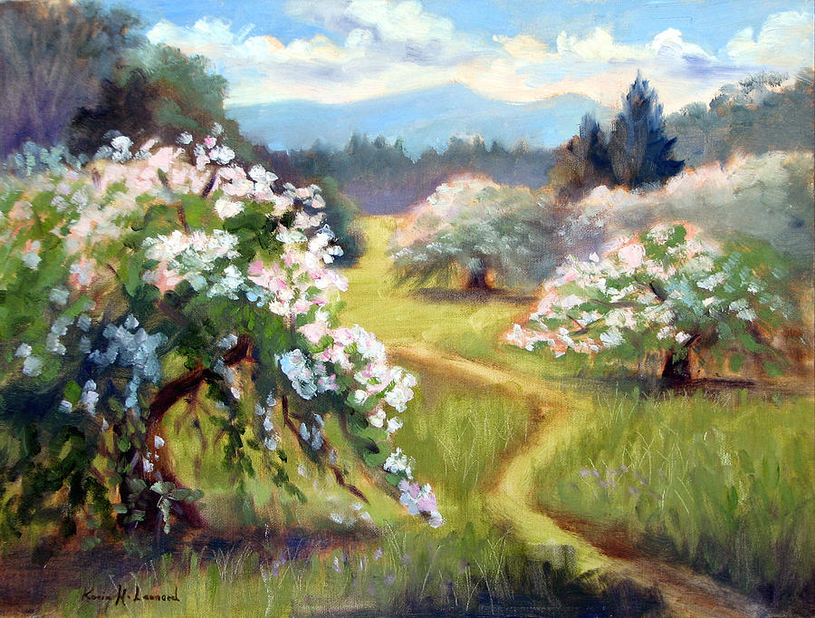 Still Life Painting - Apple Bloom Corralitos by Karin  Leonard