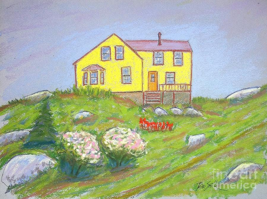 Apple Blossoms and Tulips in Peggys Cove Pastel by Rae  Smith