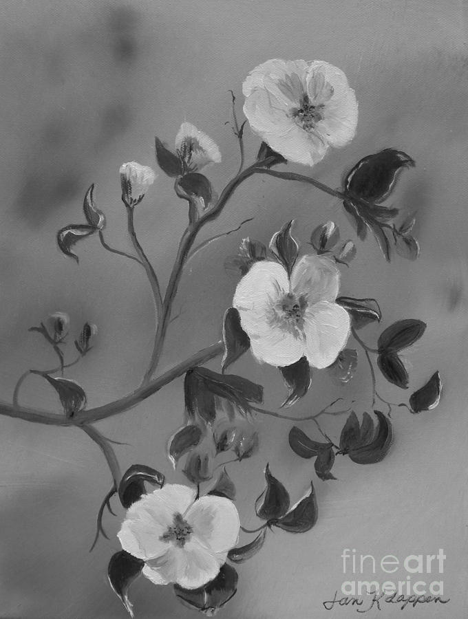 Apple Blossoms - Ellijay - Black and White Painting by Jan Dappen