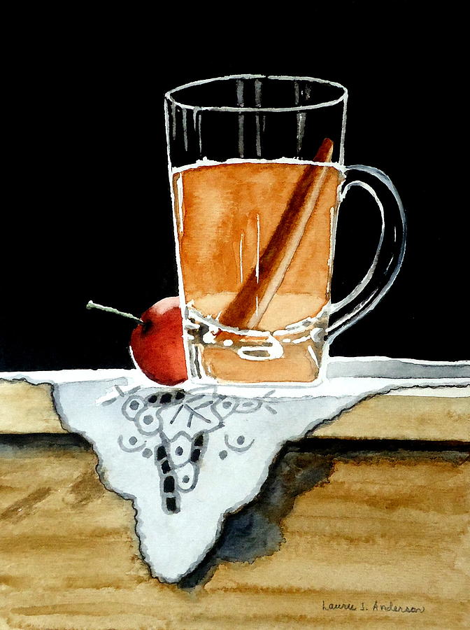 Apple Cinnamon Tea with Mug Painting by Laurie Anderson