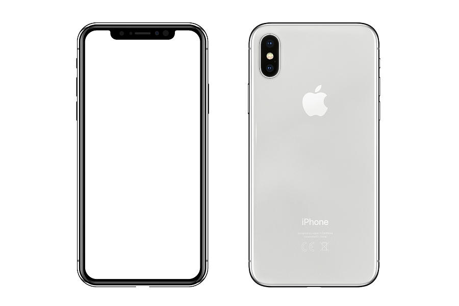 Apple iPhone X Silver White Blank Screen and Rear view Photograph by Guvendemir