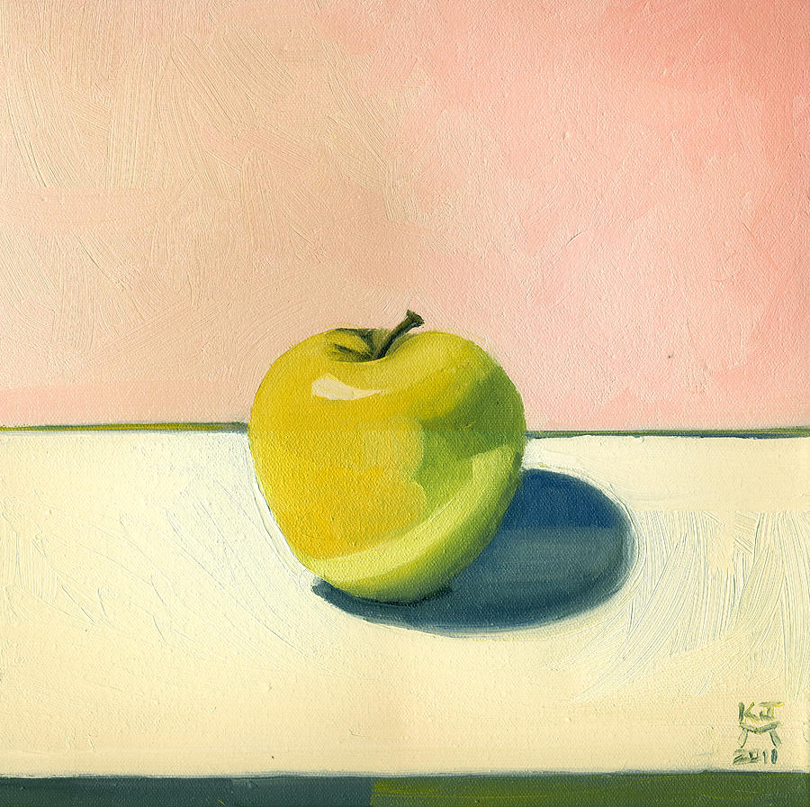 Apple - Pink and White Painting by Katherine Miller