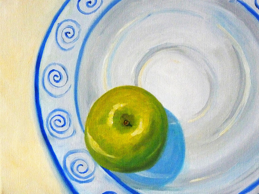 Still Life Painting - Apple Plate by Nancy Merkle