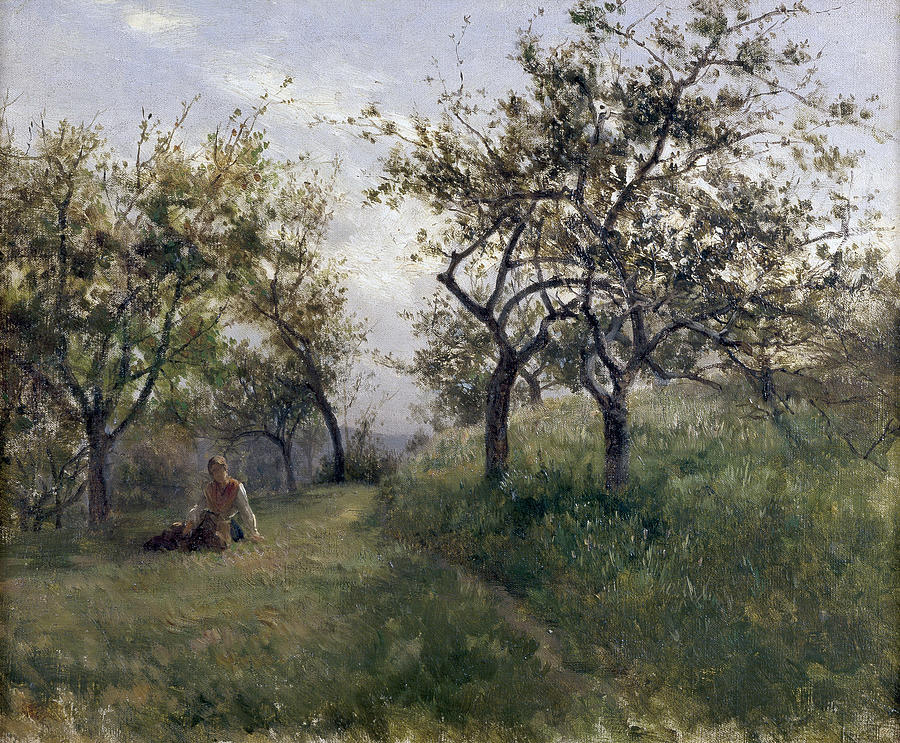 Apple trees in Normandy Painting by Carlos de Haes