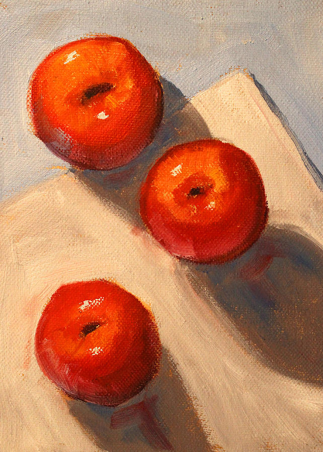 Apple Trio Still Life Painting by Nancy Merkle