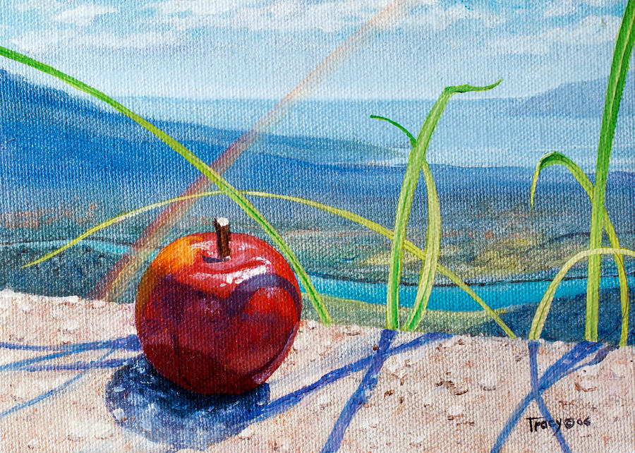 Apple with Rainbow Painting by Robert Tracy
