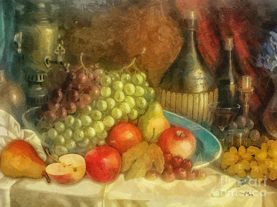 Apples and Grapes Painting by Mo T