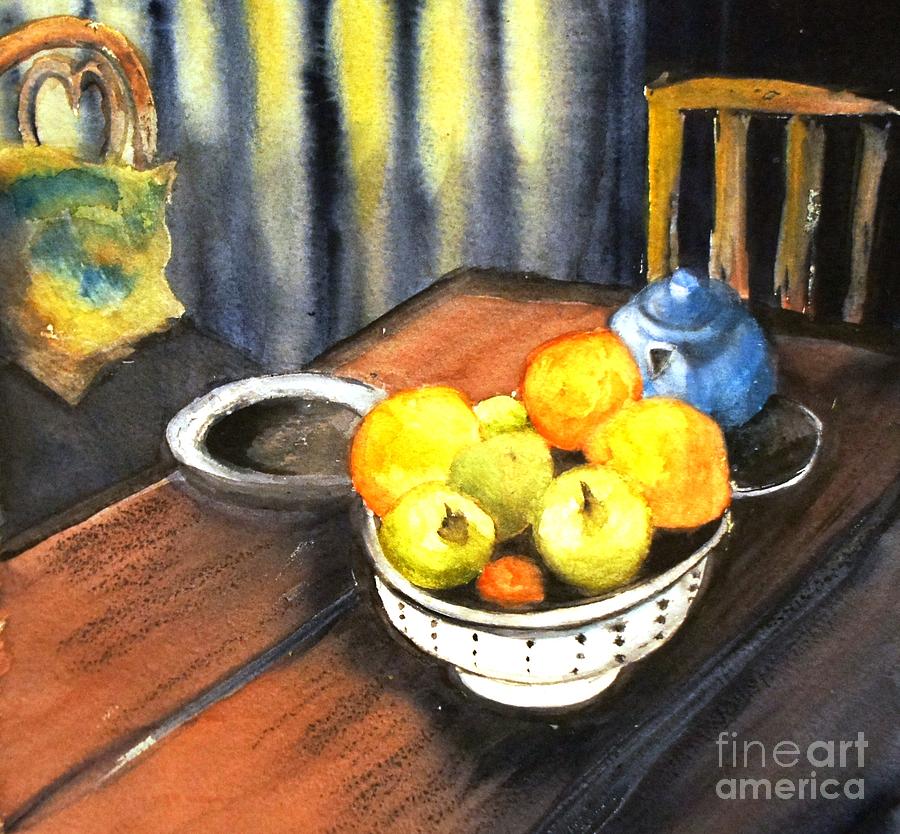 Apples and Oranges - original SOLD Mixed Media by Therese Alcorn