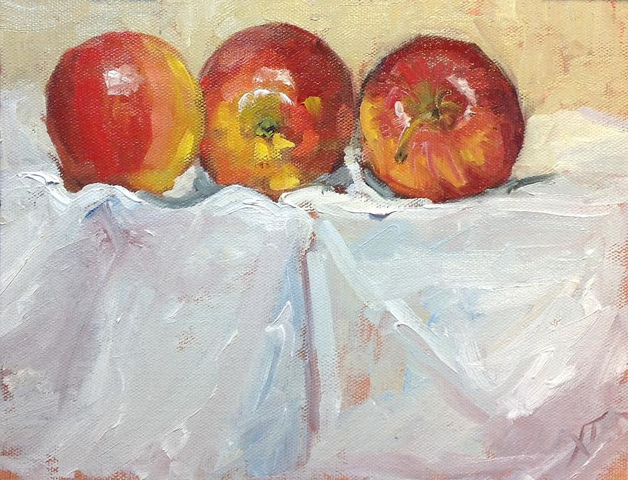 Apples in a Row Painting by Christy Sawyer