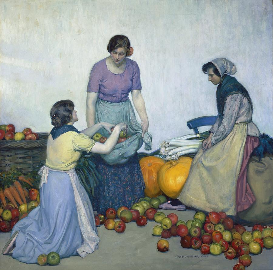 Apples Painting by Myron G Barlow