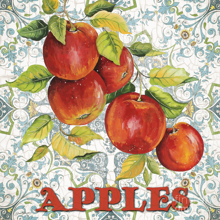 Apples on Damask Painting by Jean Plout