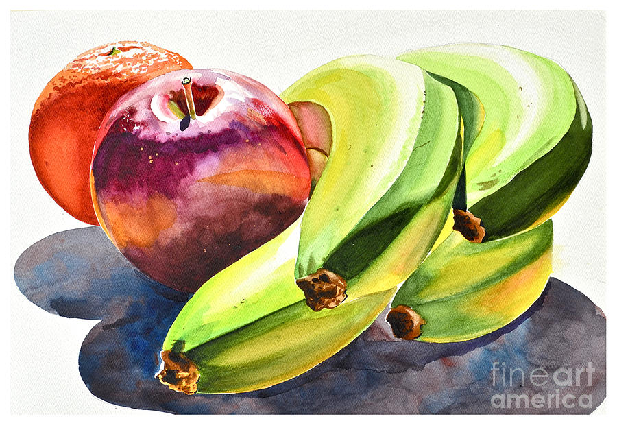 Apples to Oranges and Bananas Painting by Rick Mock