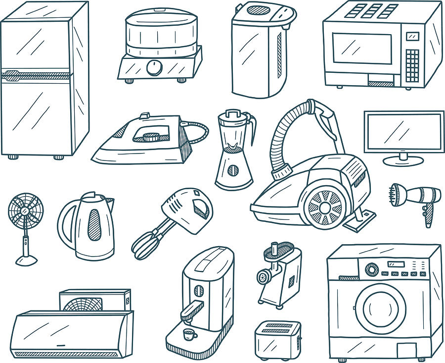 Appliances Doodles Drawing by Magnilion