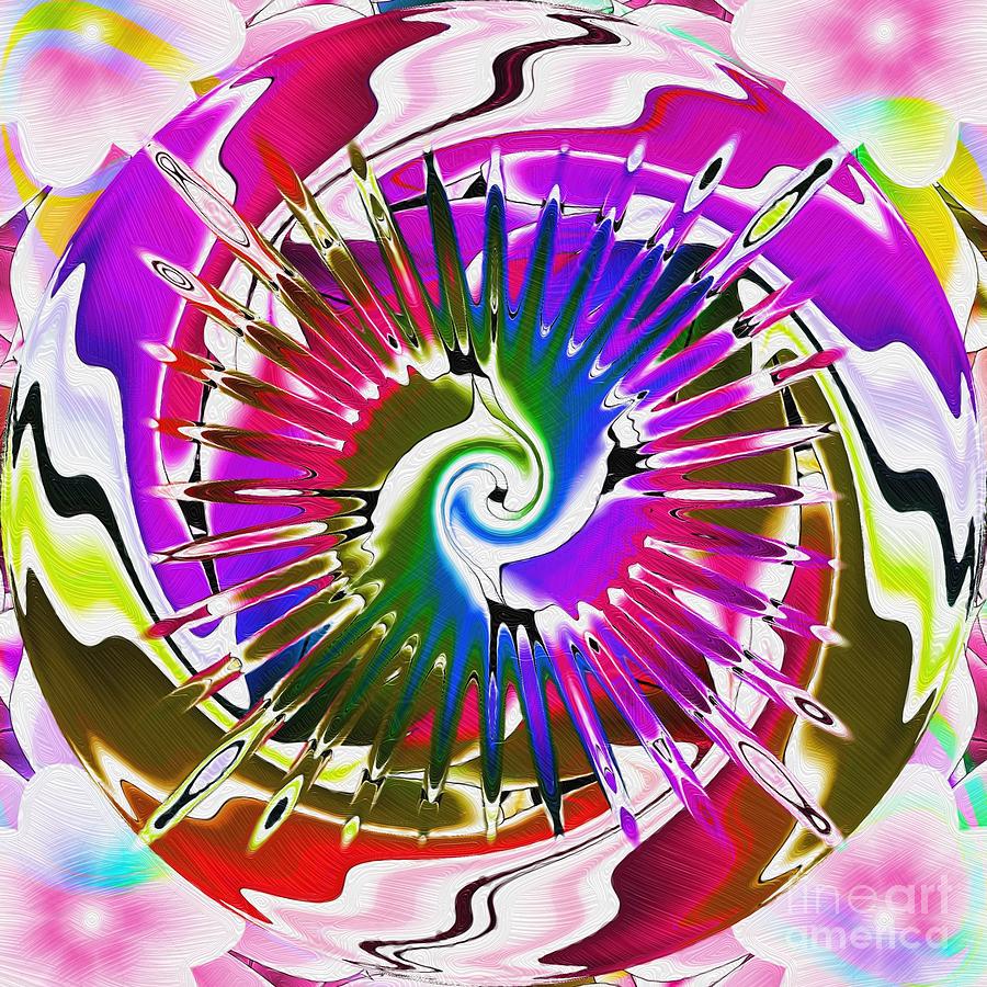 Abstract Digital Art - Applique Flower Abstract by Liane Wright