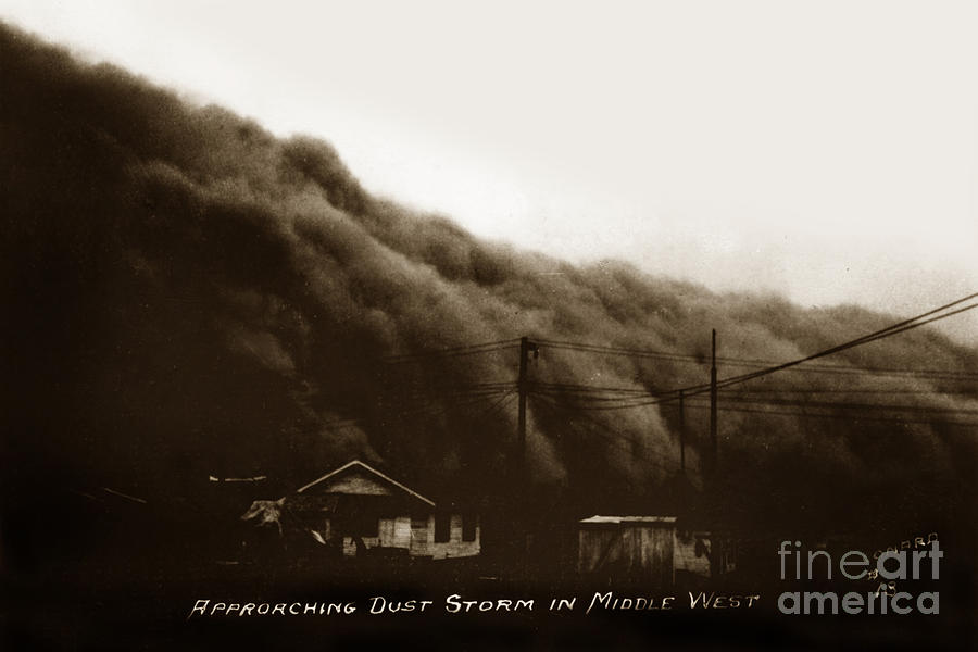 The Grapes Of Wrath Photograph - Approaching Dust Storm in Middle West by Frank D. Conard Circa 1938 by Monterey County Historical Society