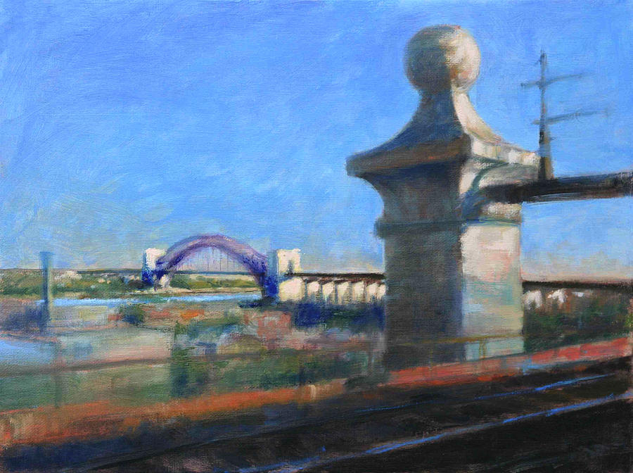 Bridge Painting - Approaching Hell Gate Bridge by Rail by Peter Salwen