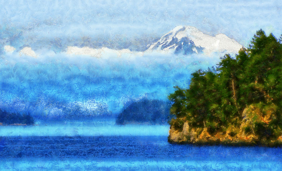 Approaching San Juan Island Washington Digital Art by Kaylee Mason