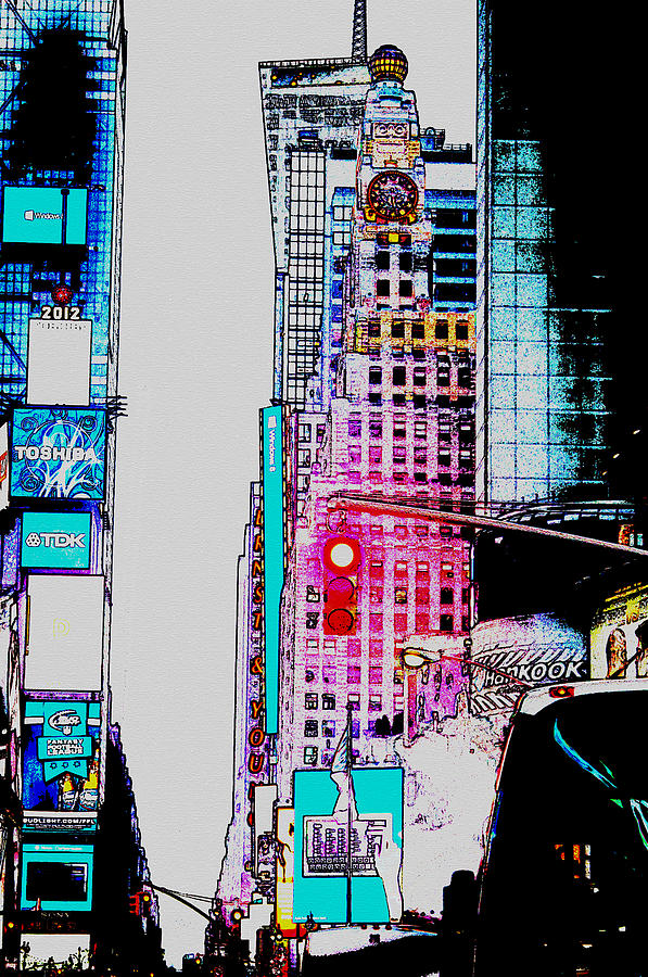 Times Square Digital Art - Approaching Times Square by Teresa Mucha