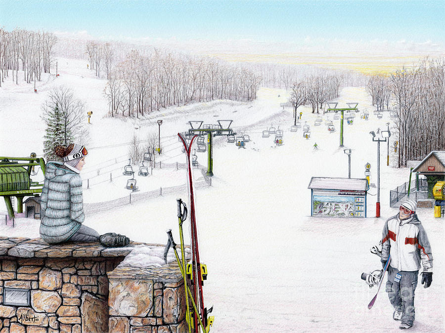 Apres-Ski at Hidden Valley Painting by Albert Puskaric