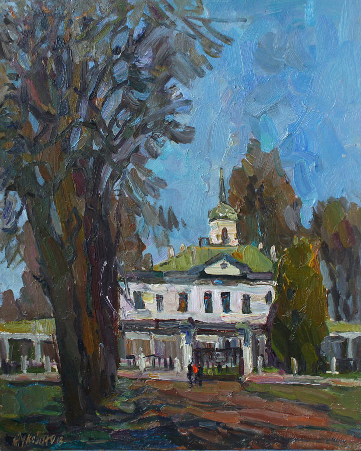 April a walk in Russian manor Painting by Juliya Zhukova