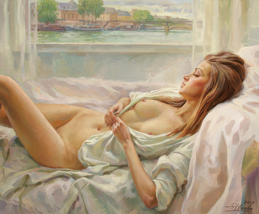 Female Nude Painting - April in Paris by Serguei Zlenko