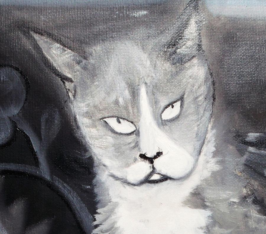 Grey Cats Painting - April by Leslie Byrne
