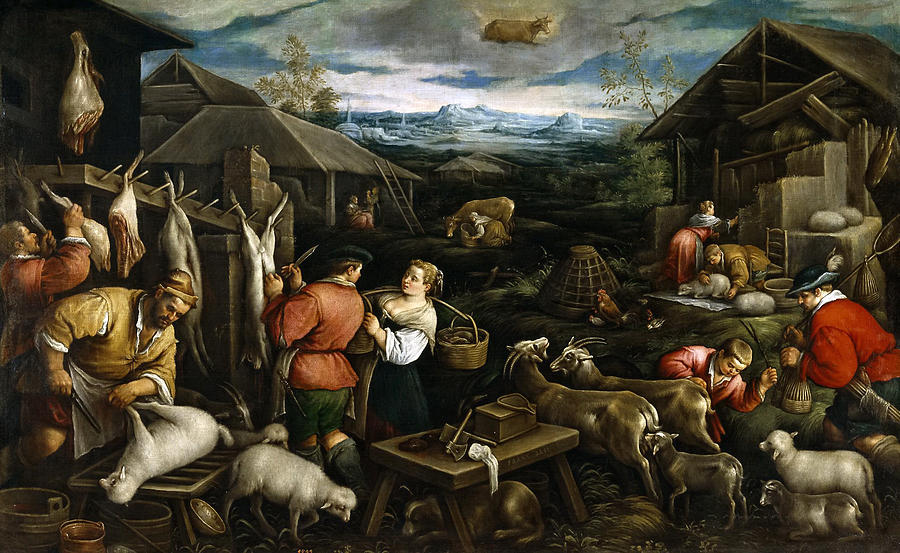 April. Taurus Painting by Francesco Bassano