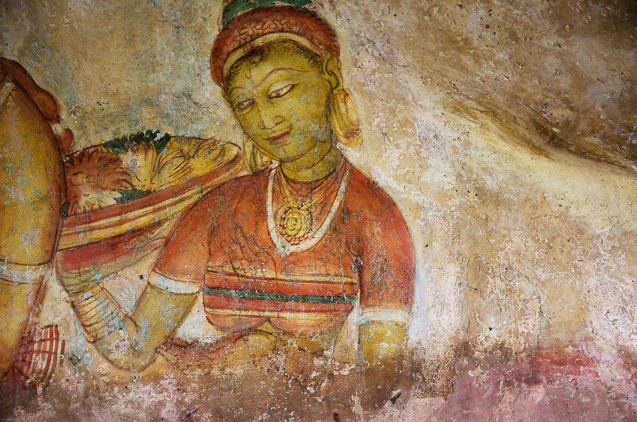 Apsara with Flowers. Sigiriya Cave Fresco Photograph by Jenny Rainbow
