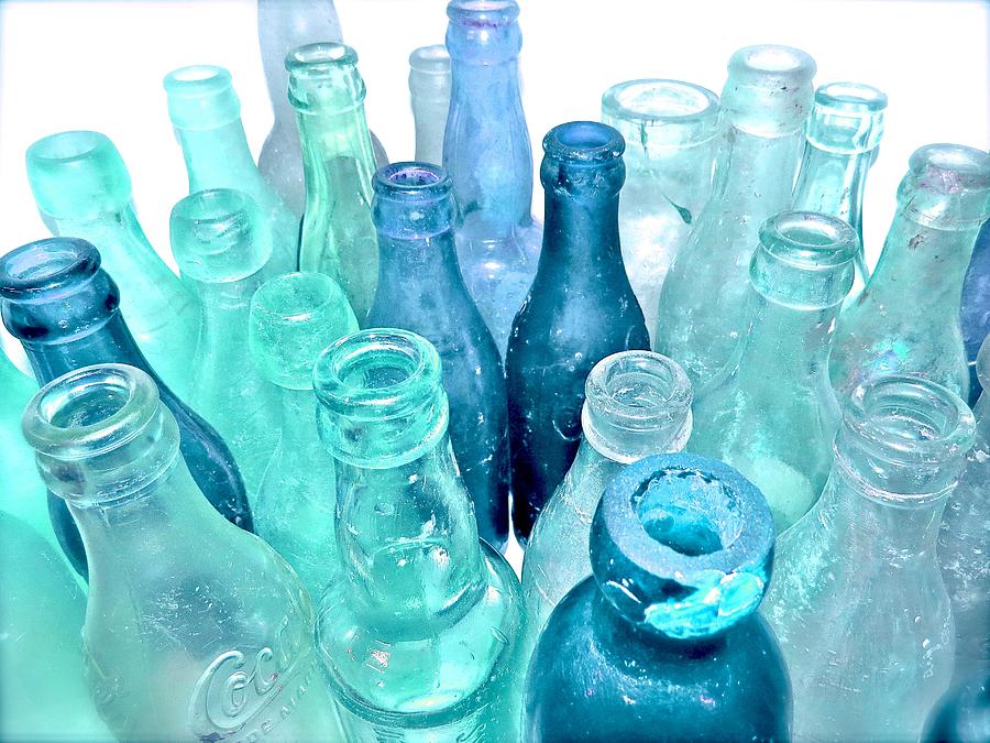 Aqua Bottles Photograph by Angie Mahoney