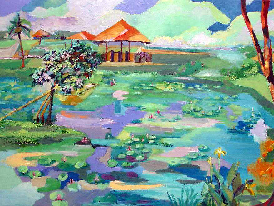 Aqua Garden Painting by Kim PARDON