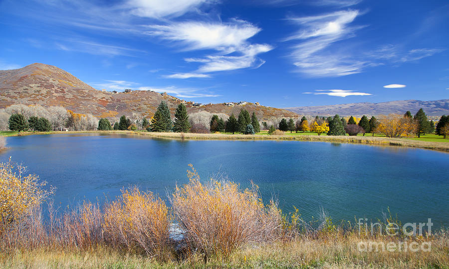 Aqua Lake in the Autumn Photograph by David Millenheft