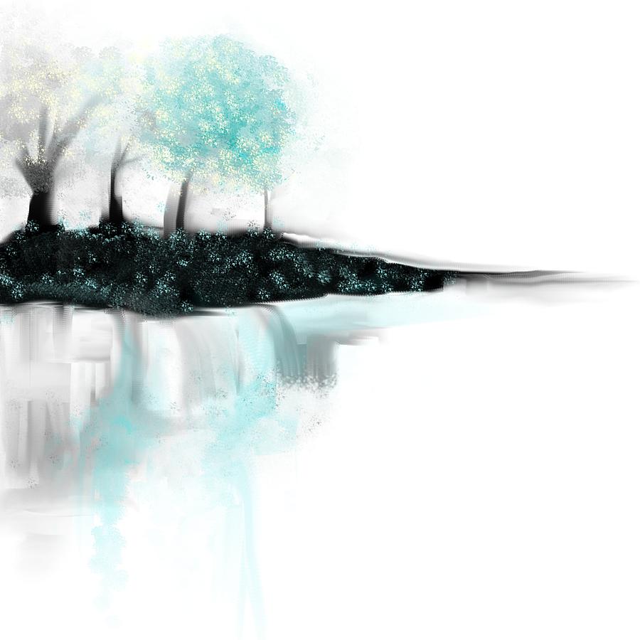 Tree Painting - Aqua Landscape by Jessica Wright