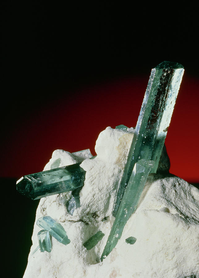 Aquamarine Crystals Embedded In Kaolin Photograph by Roberto De Gugliemo/science Photo Library