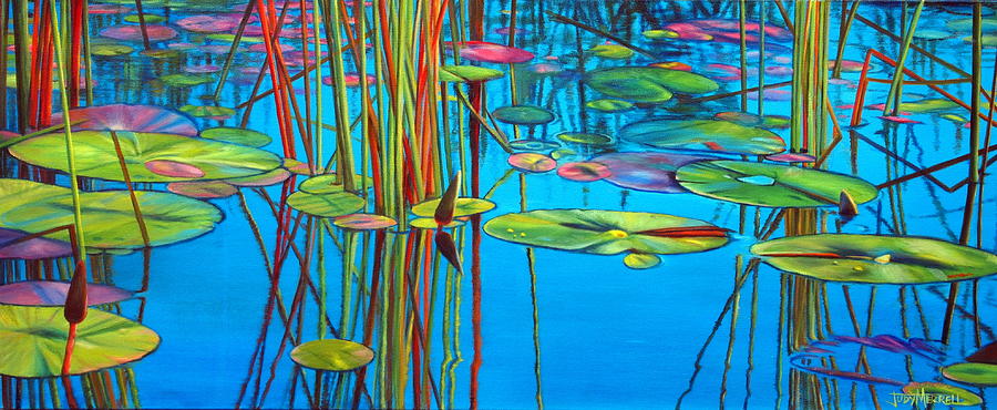 Lily Pads Painting - Aquamarine by Judy Merrell