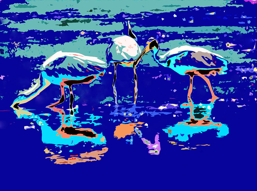 Spoonbill Digital Art - Aquamarine Spoonbills by Norman Johnson