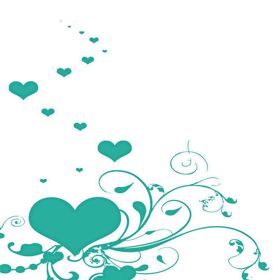 Aquamarine Valentine hearts On A White Background Digital Art by Taiche Acrylic Art