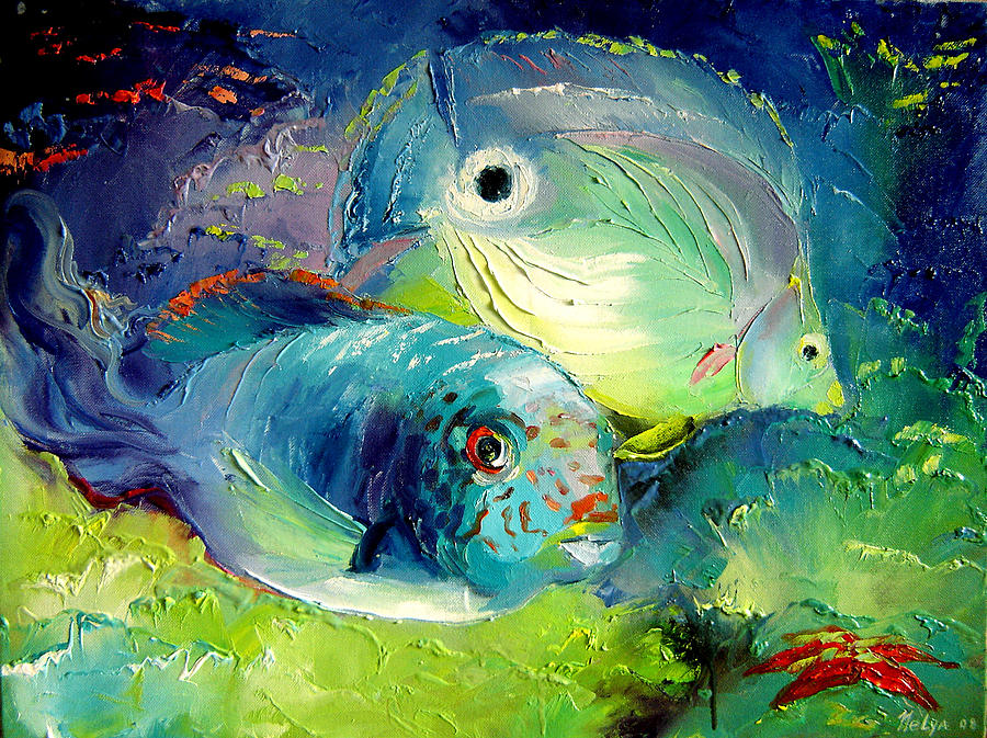 Aquarium Painting by Nelya Shenklyarska Fine Art America