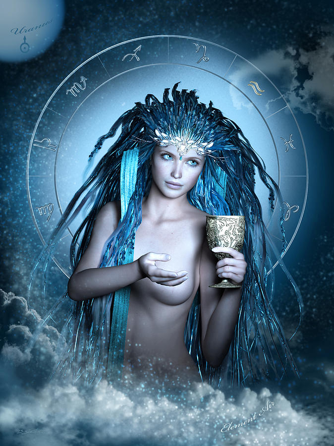 Aquarius Fantasy Zodiac Digital Art by Britta Glodde