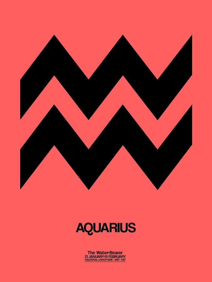 Aquarius Digital Art - Aquarius Zodiac Sign Black by Naxart Studio