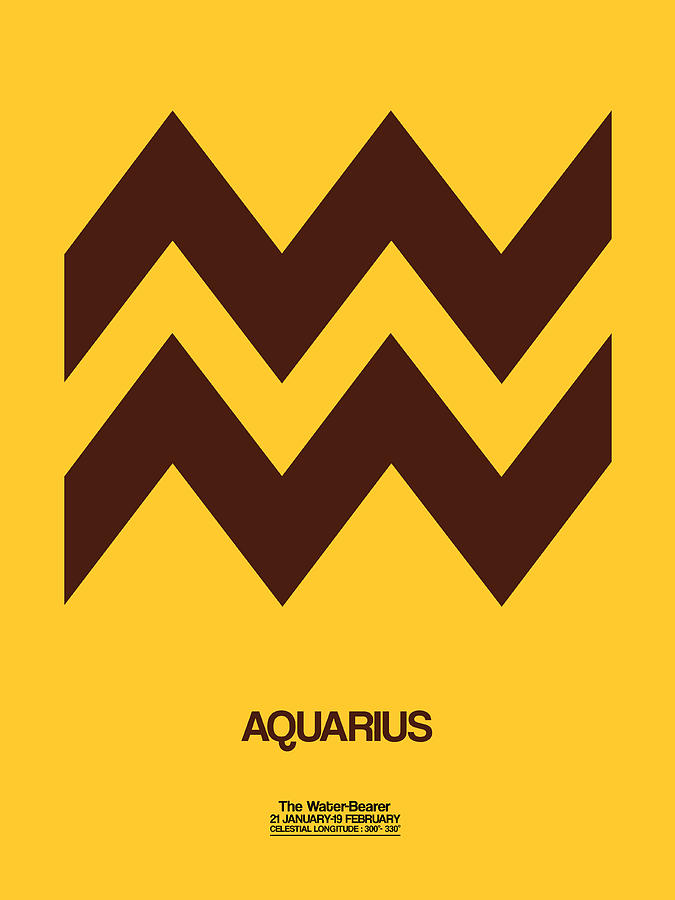 Aquarius Digital Art - Aquarius Zodiac Sign Brown by Naxart Studio