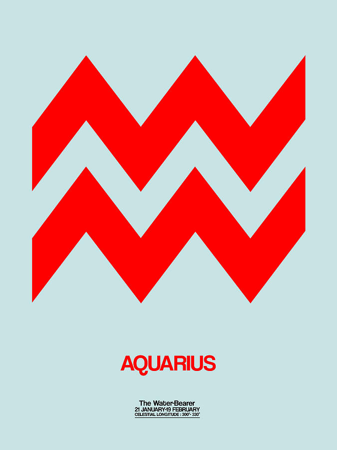 Aquarius Digital Art - Aquarius Zodiac Sign Red by Naxart Studio