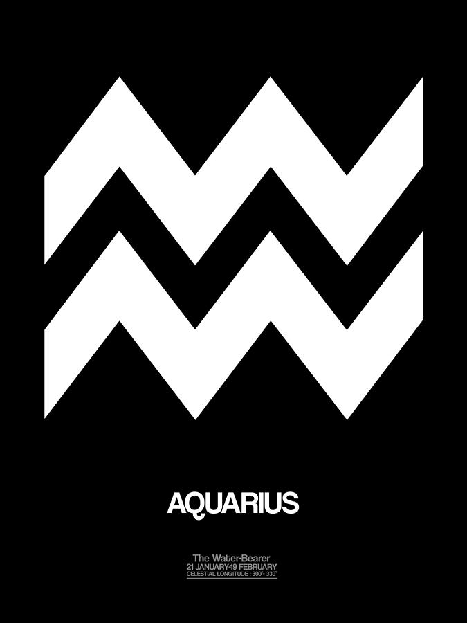 Aquarius Digital Art - Aquarius Zodiac Sign White by Naxart Studio
